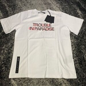Palm Angels Trouble in Paradise Highlighted White T-Shirt Men’s Size Large